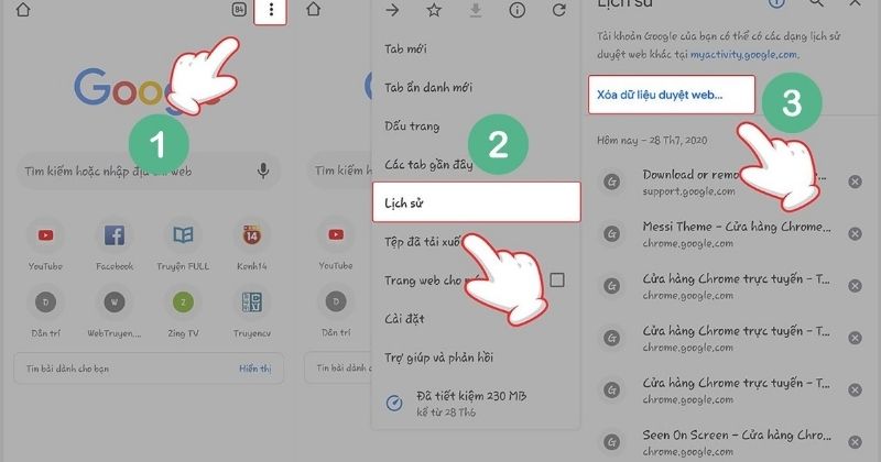 Xóa dữ liệu tạm thời từ trình duyệt web